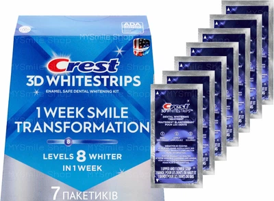 Отбеливающие полоски Crest 1/2 упаковки Glamorous Whitestrips 7 упаковок, 14 полосок / Пробный курс для чувствительных зубов