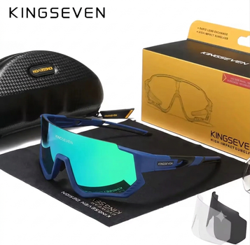 Противоударные велосипедные поляризационные солнцезащитные очки KINGSEVEN LS910 Black-Blue Green