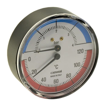 Термоманометр аксіальний Cewal біметалевий 1/2" 6 бар 120°C D63 (91548600)