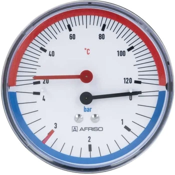 Термоманометр аксіальний Afriso біметалевий 1/4" 4 бар 120°C (63341)
