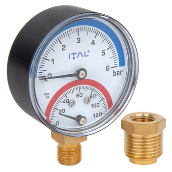 Термоманометр радіальний ITAL біметалевий 1/2" 6 бар 120℃ (PM-IT0013)