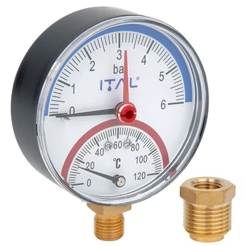 Термоманометр радіальний ITAL біметалевий 1/2" 6 бар 120℃ (PM-IT0014)