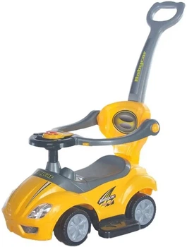 Толокар Baby Mix Mega Car з батьківською ручкою 3в1 Жовтий (45840)
