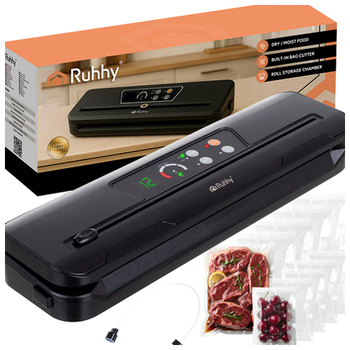 Вакуумный упаковщик 110 Вт с выдвижным ножом для кухни 30 см черный Ruhhy PR-226
