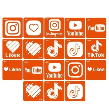 Набір трафаретів для біо-тату "Соціальні мережі" Fresh Tattoo social-5х5-18