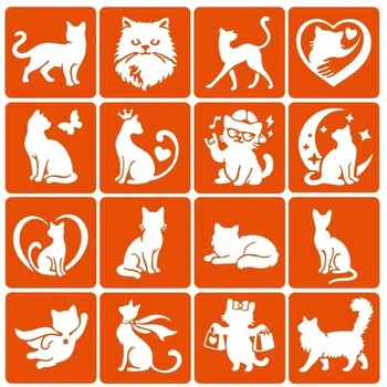 Набір трафаретів для біо-тату "Котики" Fresh Tattoo cats-6x6-16