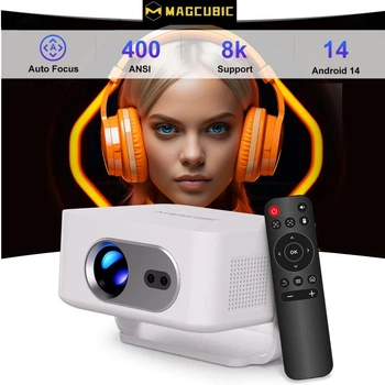 Мини проектор для домашнего кинотеатра MAGCUBIC HY300 MAX смарт Android TV 400 ANSI 1 / 8 gb HD 720p до 4K Авто фокус Трансляция экрана телефона