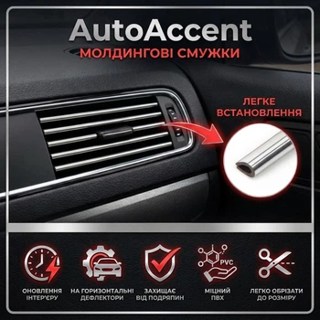 Декоративные молдинг-полоски для вентиляционных решеток автомобилей AutoAccent, комплект из 20 штук, серебристые