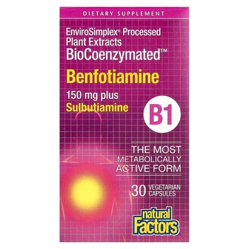Бенфотиамин и сульбутиамин BioCoenzymated Benfotiamine plus Sulbutiamine Natural Factors, 30 капсул