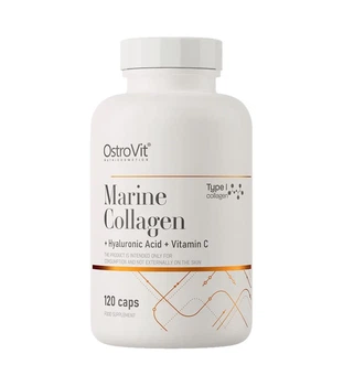 Колаген морський з гіалуроновою кислотою Collagen Marine with Hyaluronic Acid and Vitamin C OstroVit 120 капсул