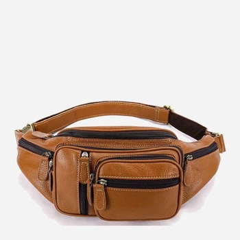 Сумка на пояс бананка мужская из натуральная кожи Vintage leather-14944 Рыжяя