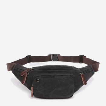Сумка на пояс бананка Vintage leather-20085 Черная