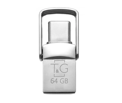 USB-накопитель c Type C 2.0 флешка на 64Gb T&G 104 Metal series Silver