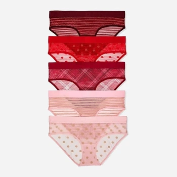Набор трусиков слипов женских Victoria's Secret 27187684 XL 5 шт Красный/Розовый (29578694219)