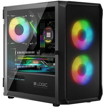 Корпус LogicConcept PORTOS MESH+GLASS ARGB fans 3x120mm BLACK без БЖ mATX (AM-PORTOS-10-0000000-0002)