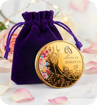 Монета для закоханих Love Forever Gld в подарунковому мішечку