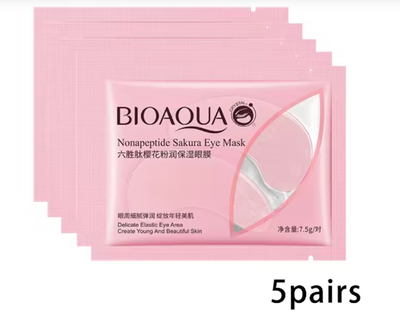 Упаковка гідродролевих патчів Bioaqua Hexapeptide Sakura Eye Mask. 7.5 г х 5шт (6975239993154)