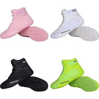 Боксерские кроссовки Jingpai High-Top для мужчин, женщин и детей, обувь для тренировок по саньда, борцовская обувь, обувь для фитнеса и боевых искусств, черные, размер 41.