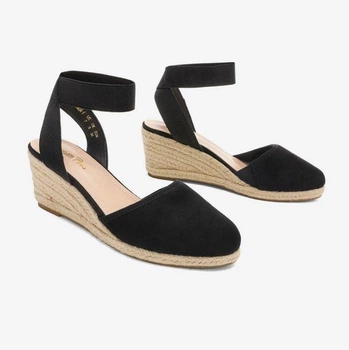 Женские босоножки-эспадрильи DREAM PAIRS на танкетке и закрытым носком 39-40 (26см) Черные