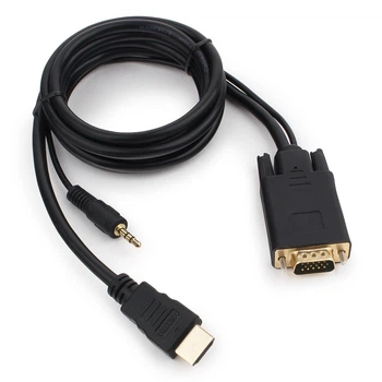 Кабель HDMI-VGA +3.5mm Audio Jack 2м (HDMI to VGA) Black (YHL-MH200)