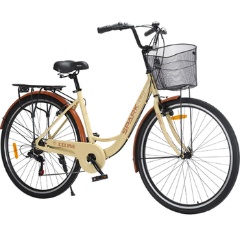 Велосипед SPARK CITY CELINE 28`` ал18`` жв v-brake с корзиной бежевый