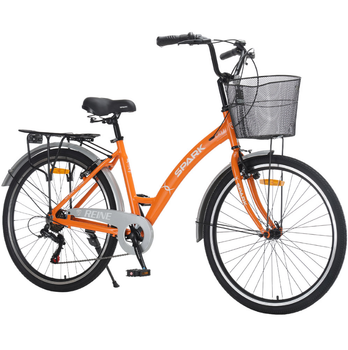 Велосипед SPARK CITY REINE 26` ал17`` жв v-brake з кошиком жовтогарячий