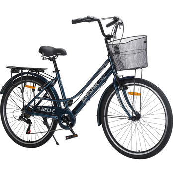 Велосипед SPARK CITY BELLE 26`` ал17`` жв v-brake с корзиной тёмно-синий