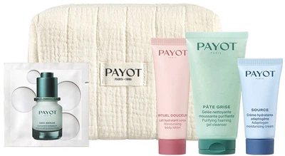Zestaw kosmetyków do pielęgnacji Payot Żel do mycia twarzy 50 ml + Krem do twarzy 15 ml + Mleczko do ciała 25 ml + Serum do twarzy 1 ml + Kosmetyczka (3390150598197)