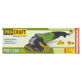 Кутошліфувальна машина Procraft PW1200, 860 Вт, 125 мм, 11000 об/хв
