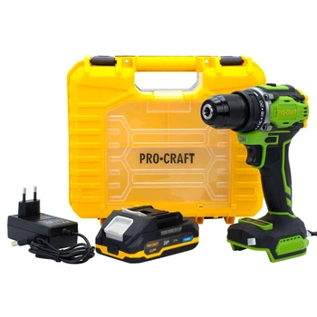 Шуруповерт аккумуляторный ProCraft PA18PRO (бесщеточный, 1 аккумулятор, зарядное устройство, пластиковый кейс)