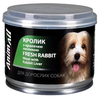 Вологий корм AnimAll (АнімАлл) для собак з кроликом та кролячою печінкою 195 гр.