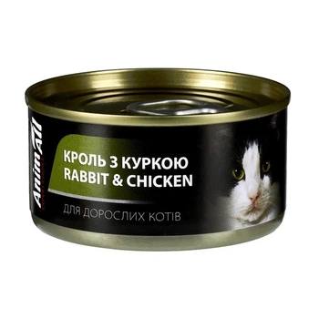 Вологий корм AnimAll (АнімАлл) для котів з кроликом та куркою 80 гр.