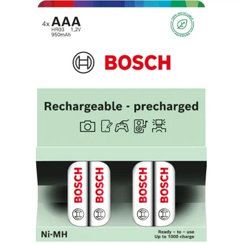 Міні-пальчикова акумуляторна батарейка Bosch Rechargeable Ni-MH AAA (HR03) 4 шт HR03B4P950/00 (8594162800544)