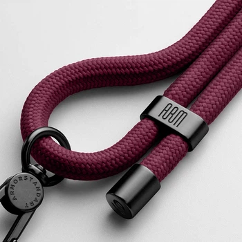 Універсальний ремінець-шнурок для смартфона, Rope, black burgundy, нейлоновий, міцний, регульований по довжині, з тримачем для чохлів з вирізом для зарядки, кросбоді, підходить для носіння на шиї та через плече, ArmorStandart (ARM91365)