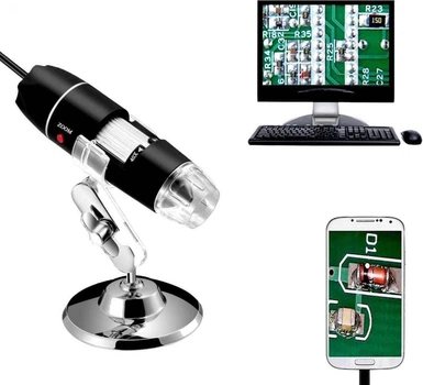 Цифровой USB микрофон 1600 на подставке с LED-подсветкой для пайки, ремонта и исследований