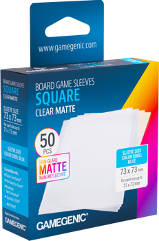 Набір чохлів для карт Gamegenic Board Game Sleeves - Square 73 x 73 мм 50 шт Clear Matte (4251715419977)