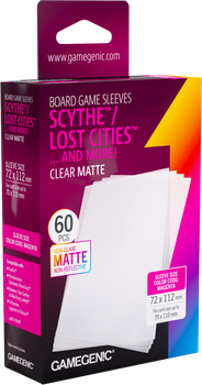 Набір чохлів для карт Gamegenic Board Game Sleeves - Scythe 72 x 112 мм 60 шт Clear Matte (4251715420003)
