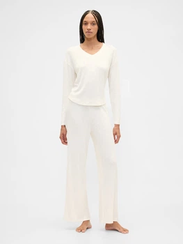Пижама (лонгслив + штаны) женская больших размеров Gap 128581946 2XL Молочная (1160097101)