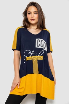 Футболка женская с принтом, цвет синий, XXXL, 244R1014-5