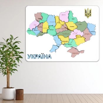 Набір-пазл «3D-картина: карта України» з дерева, пастельні кольори, 24,5×18,5 см, ROSA TALENT