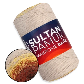 Пряжа Sultan Pamuk Makrome Batik, №229, хлопковый шнур для вязания сумок и макраме, 250 г/225 м, 80% хлопок/ 20% полиэстер