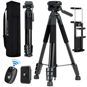 Легкий штатив K&F Concept S254A3+BV01 для фотоаппаратов, смартфонов с пультом ДУ, высота 173см, грузоподъемность 4кг (KF09.154)