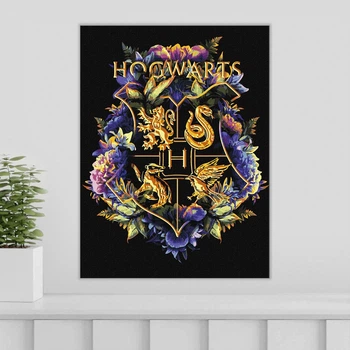 Картины по номерам 30*40 "Harry Potter: Герб Хогвартса с красками металлик" №5209 Идейка – набор для рисования акриловыми красками на холсте