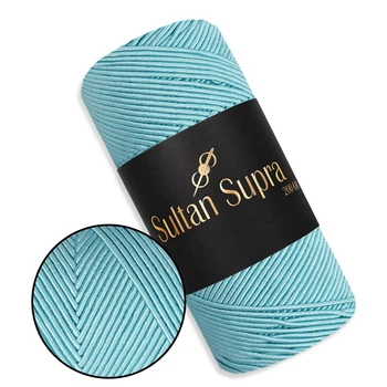 Пряжа Sultan Supra, Светлая бирюза №1004, шнур для вязания сумок и шляп - 200 г / 200 м, 80% полиэстер / 20% хлопок
