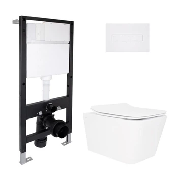 Готове рішення Qtap для ванної кімнати: підвісний унітаз Crow Rimless 520x360x290 + комплект інсталяції Standard (лінійна клавіша
