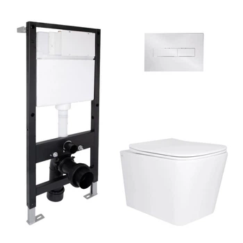 Готовое решение: Инсталляция Qtap Standard с подвесным унитазом Tern Ultra Quiet, технология Tornado 3, белый, и линейной панелью