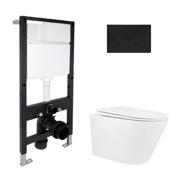 Готове рішення Qtap для ванної кімнати: підвісний унітаз Swan Rimless 520x360x320 + комплект інсталяції Standard (кругла клавіша