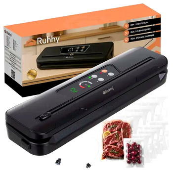 Вакуумный упаковщик 9 л/мин 110 Вт для продуктов 30 см 10 пакетов черный Ruhhy HM-0132