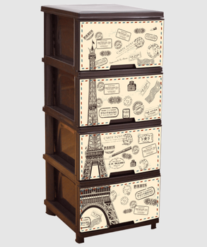 Комод пластиковый с декором 45,5 x 39 x 95,5 см Алеана 123093-т.кор. Париж