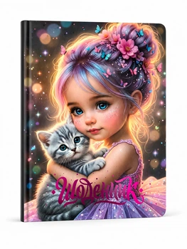 Дневник школьный Soft Touch "Девочка с котенком", твердая обложка, 1В3549